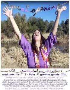 Ojai Vocal Journey Workshop Weds Evening Nov. 1st 2017 @ Greater Goods Ojai! GreaterGoods11.1.17 232x300