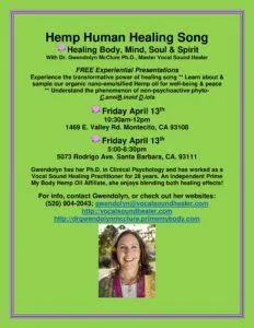 Hemp Human Healing Song: Friday April 13th Free Presentations in Montecito and Santa Barbara HempHumanHealingSong4.13.18 1 232x300