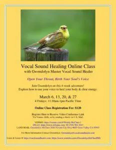 Inaugural Vocal Sound Healing Online Class Fridays in March 12:00-1:30pm, 2020 March 2020 Online 4 wk Zoom Class 1 1 232x300