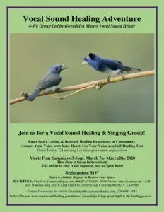 Vocal Sound Healing 4-Wk Saturday Class March 2020 Grass Valley, CA Vocal Sound Healing 4 Wk Class 320 1 232x300